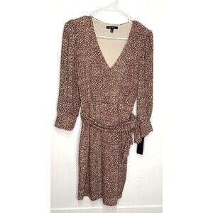 City Studio Women's Dress Animal Print Oat Burgundy Lined Size Small NEW